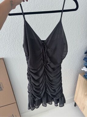 Storia Black and White Polka Dot Slip Dress